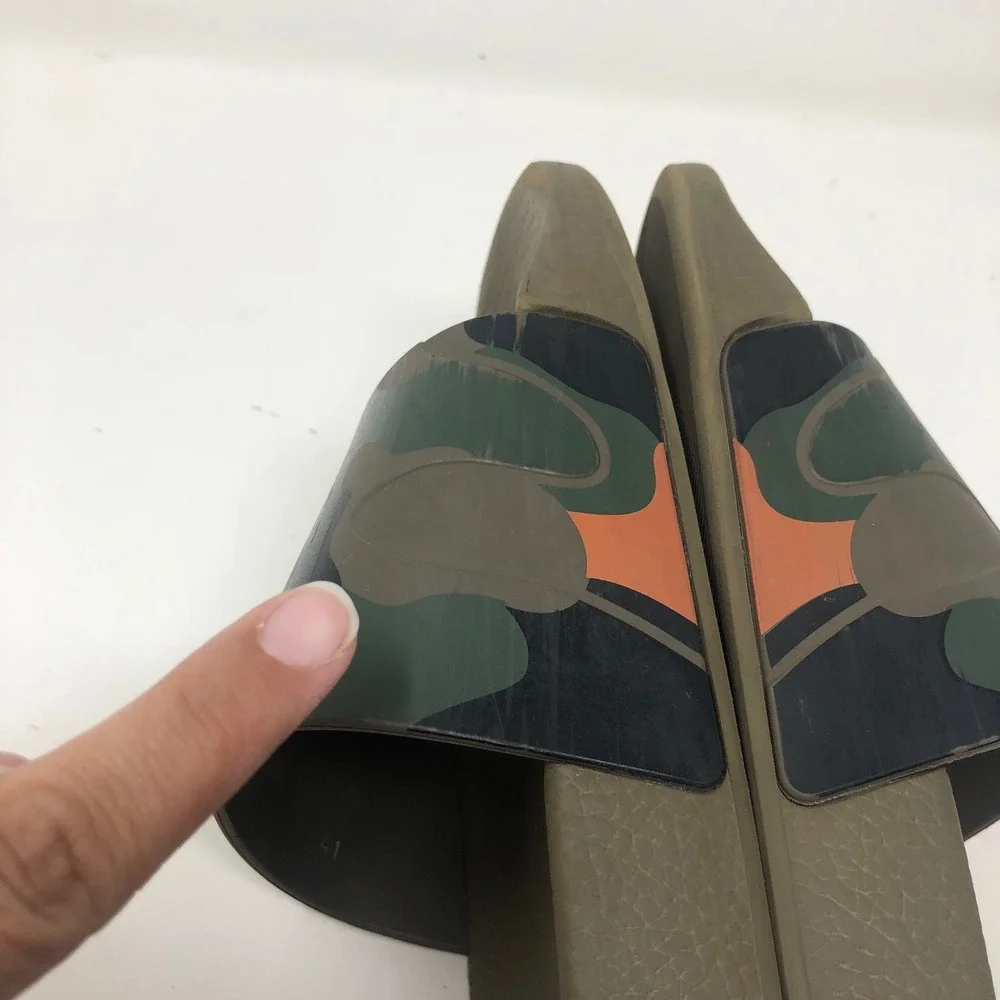 Valentino Garavani Camo Print Rubber Slide Sandals Mens‎ 41 8 Green HM873 Italy